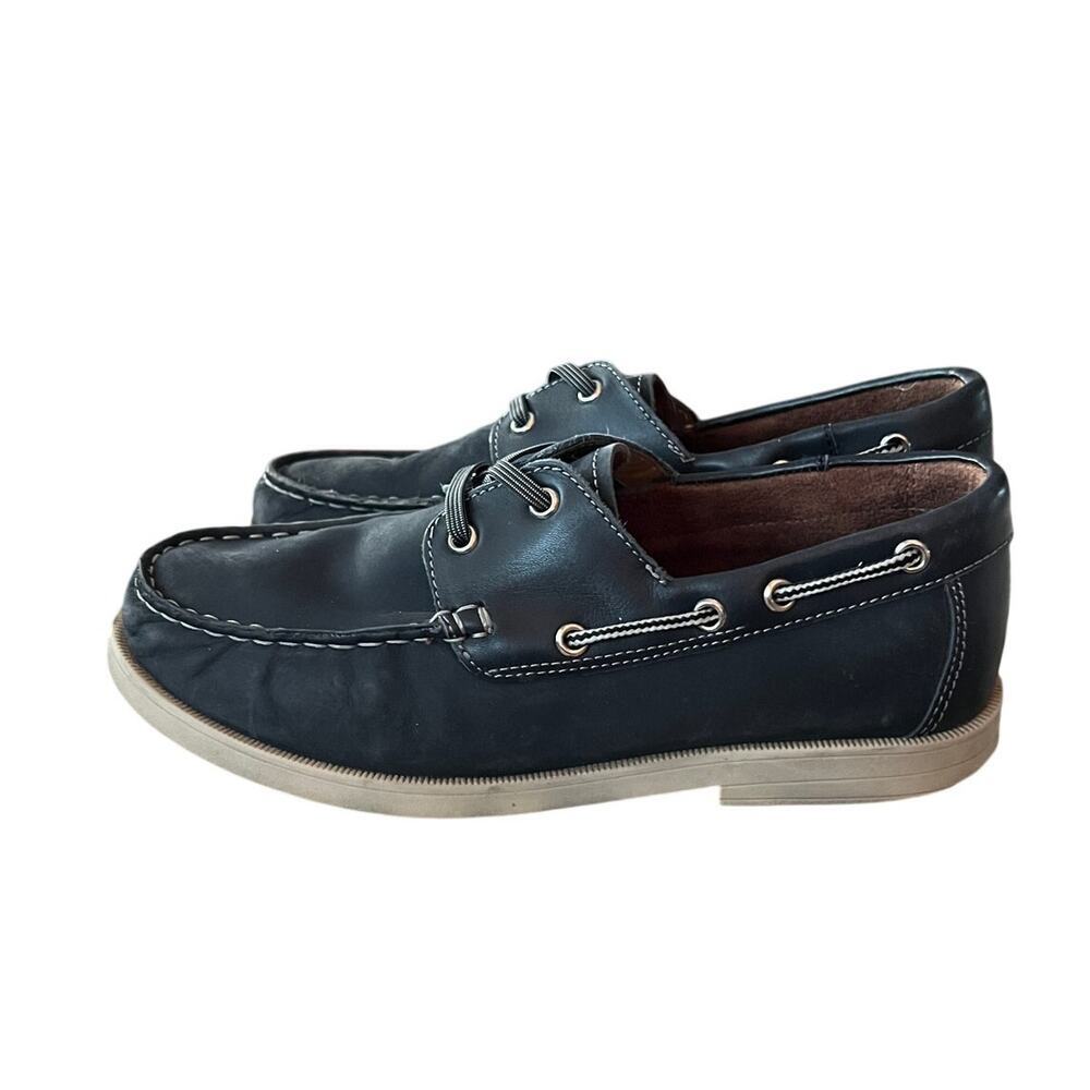 Florsheim Kids Shoes Size 5.5 M Navy Blue Leather Slip On Style - Picture 3 of 9